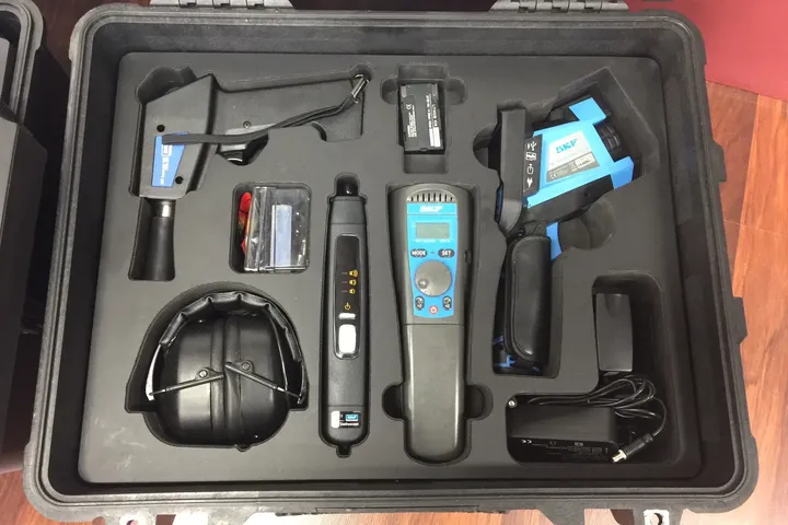 Pelican case foam insert cut for SKF condition monitoring equipment